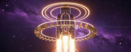 Moonwin space launch platform coins illustration